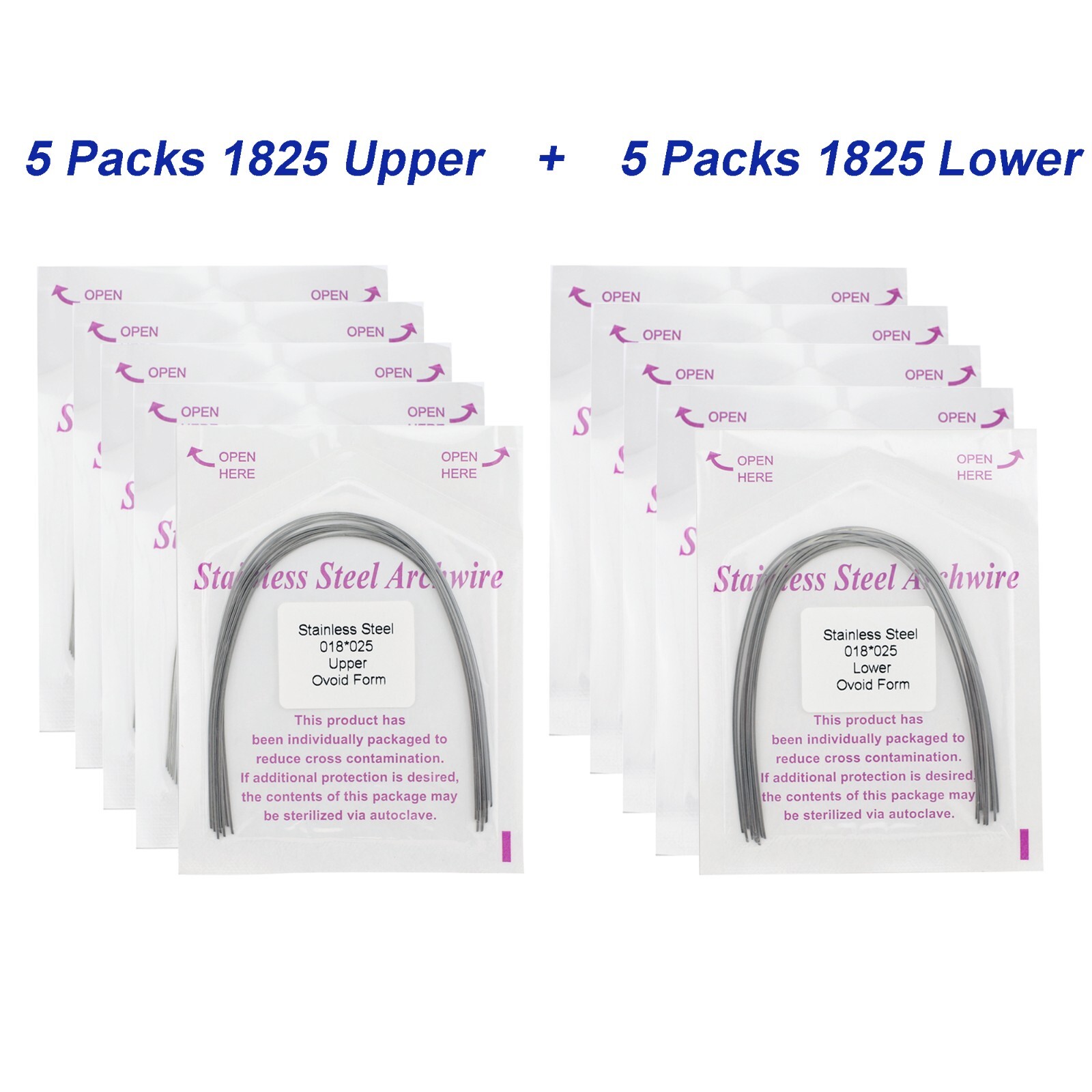 100Pcs Dental Orthodontic Arch Wire NiTi Stainless Steel Round Rectangular Ovoid
