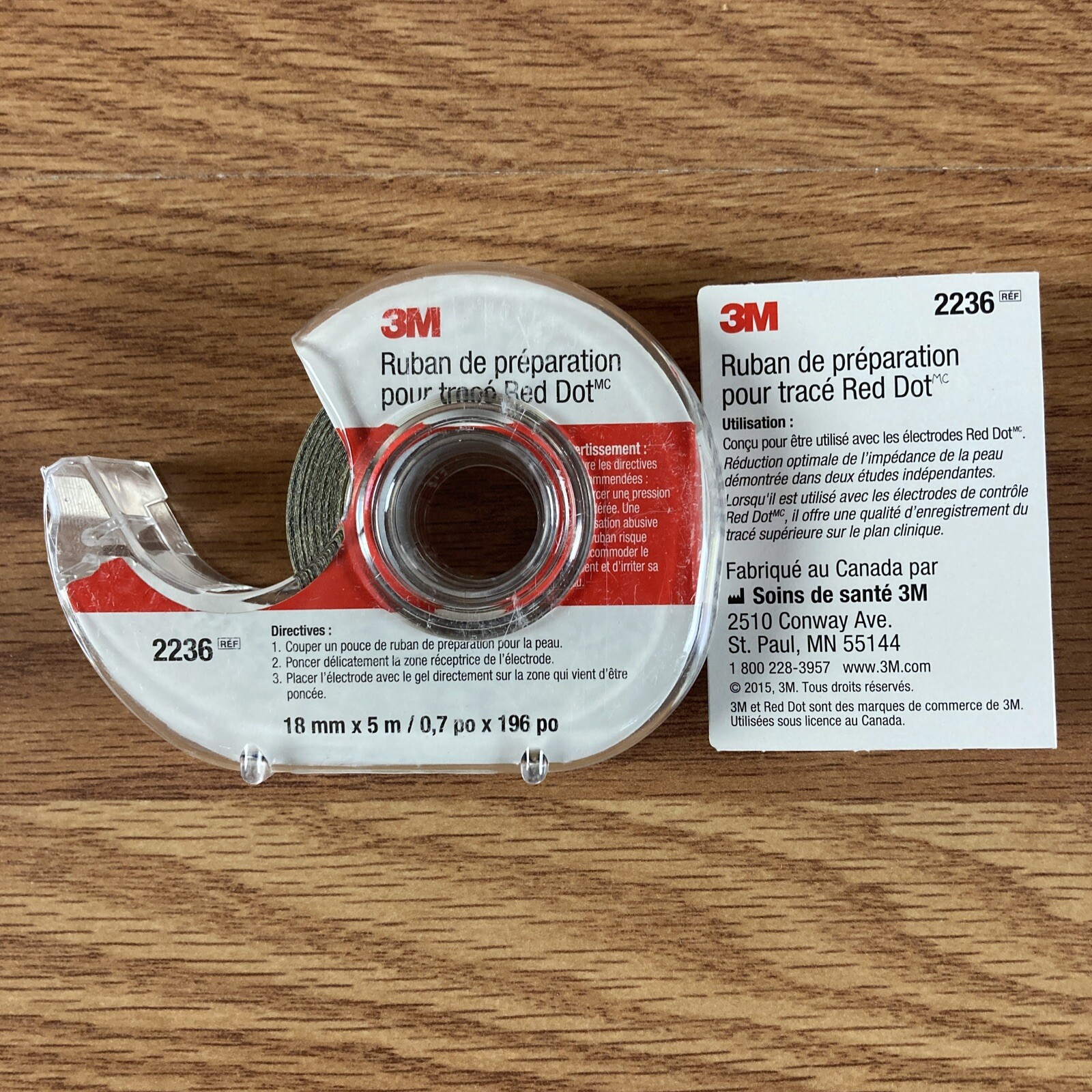 3M Red Dot Trace Prep 2236 Abrasive Tape Roll with Dispenser .70 in x 196 in