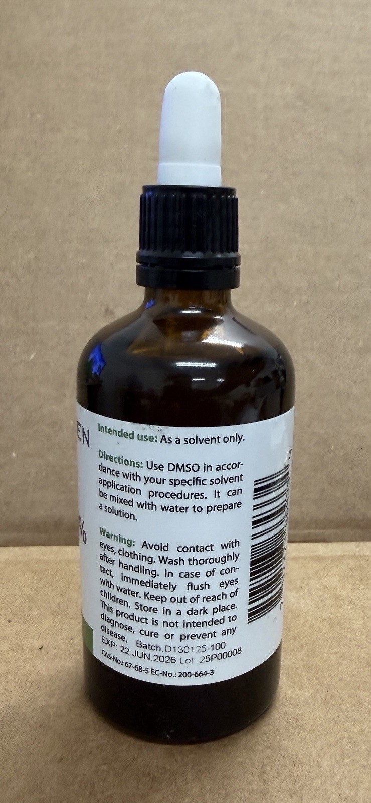 Heiltropfen DMSO 99.9% 3.4 Oz Dimethyl Sulfoxide Liquid!!