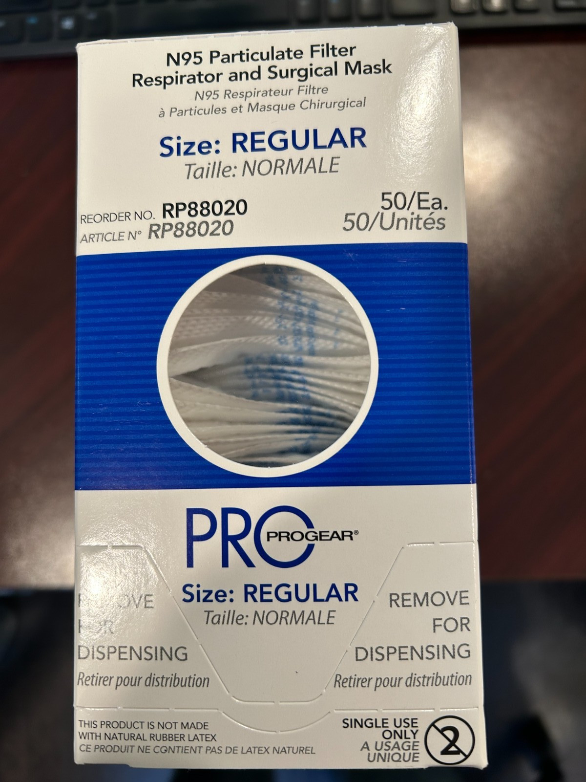 ProGear N95 Respirator Surgical Face Mask, Size Regular- Box of 50