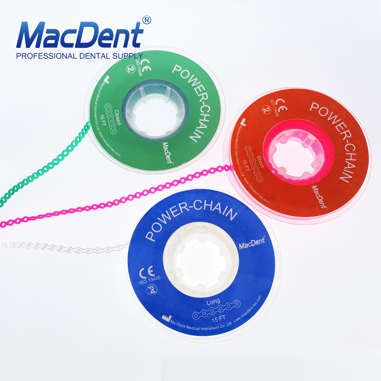 Dental Ortho Elastic Ultra Power Chain Rubber Braces Bands Long/Short/Continuous