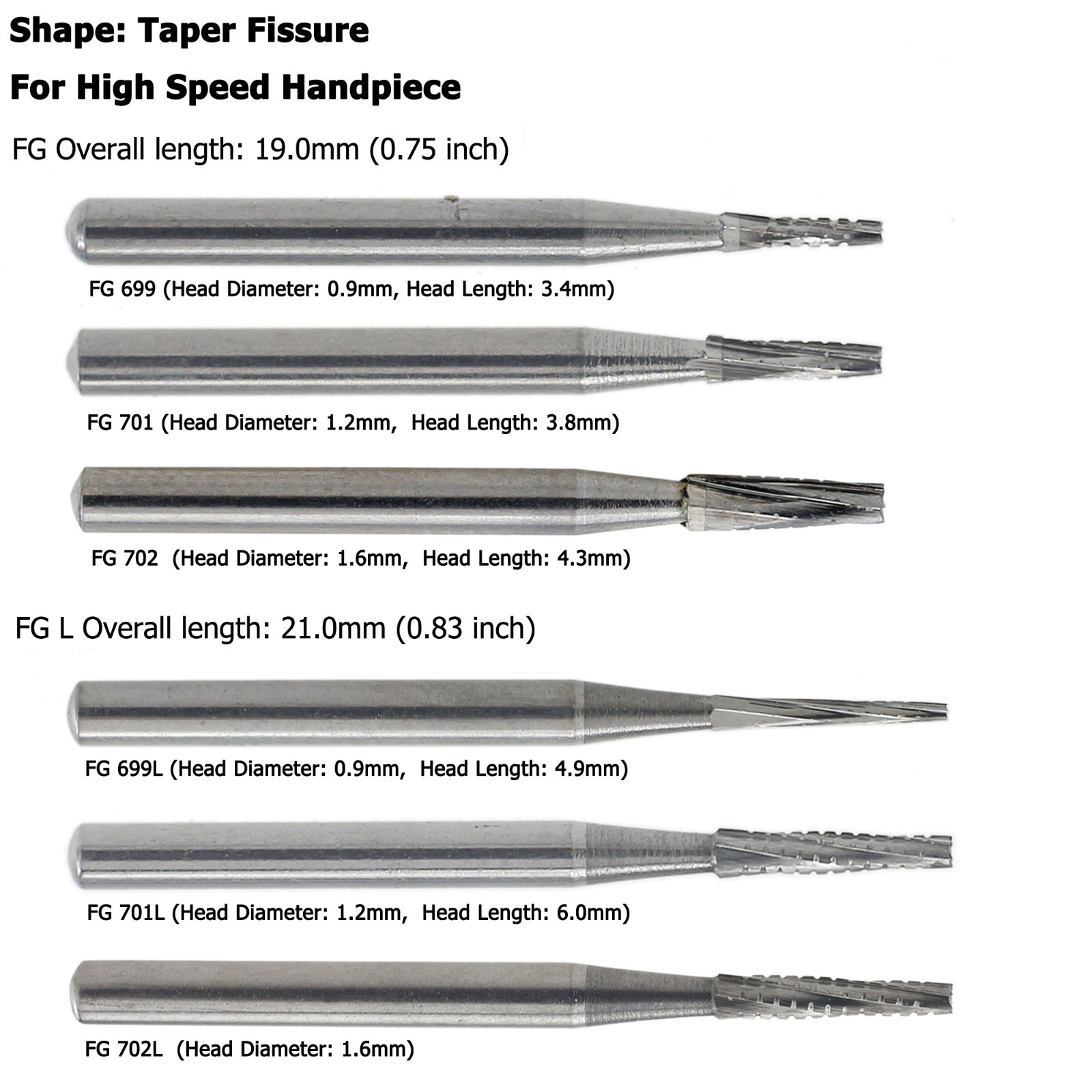 Wave Dental Carbide Burs FG 169L 699 699L 702L High Speed Friction Grip Midwest