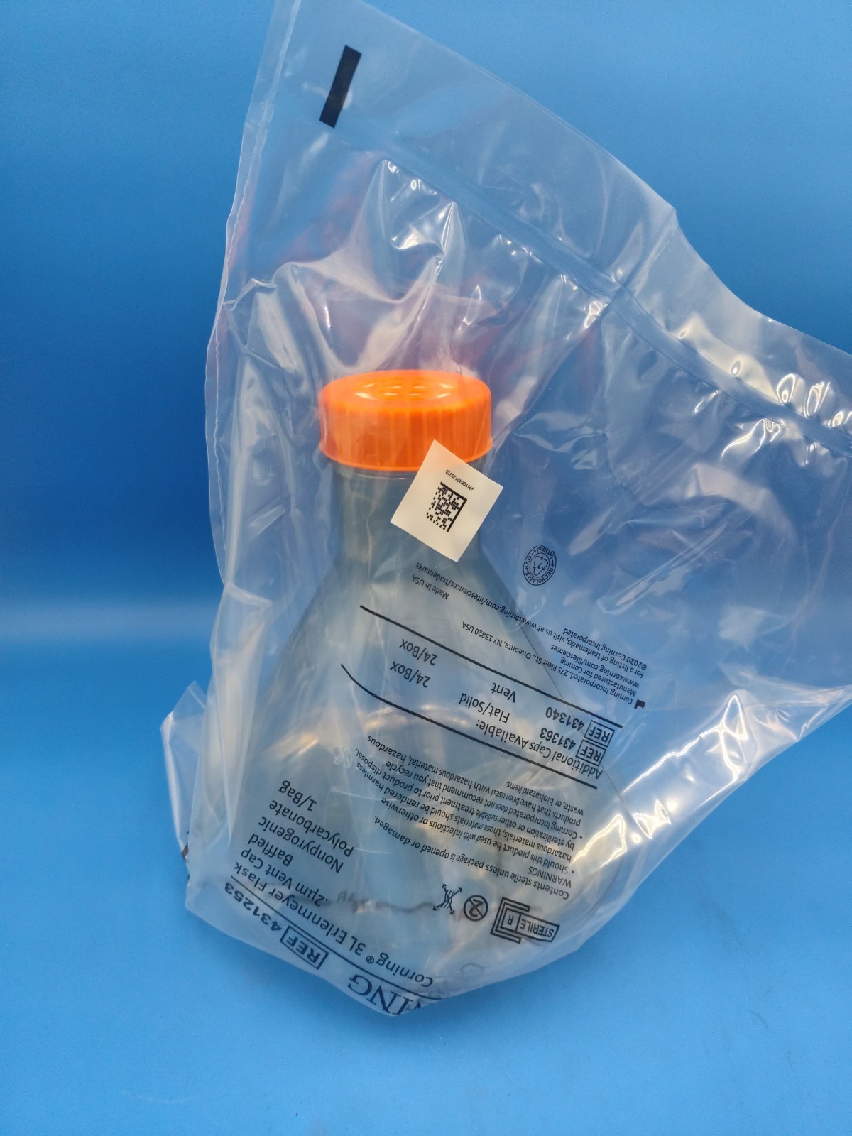 Corning 431253 3L Baffled Polycarbonate Erlenmeyer Flask with Vent Cap 1 Each