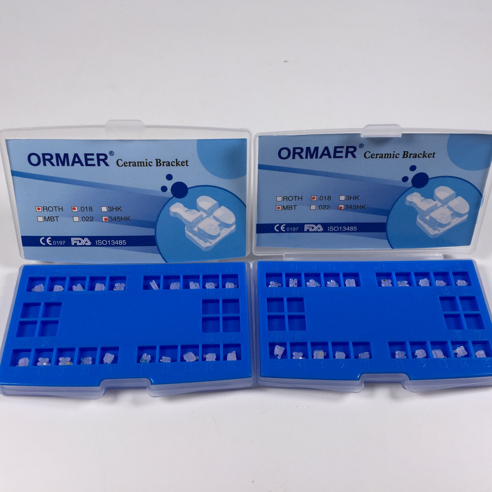 Dental ORMAER 3M Ceramic Brackets Mini Roth MBT 022″ Slot 018″ 345/3Hooks