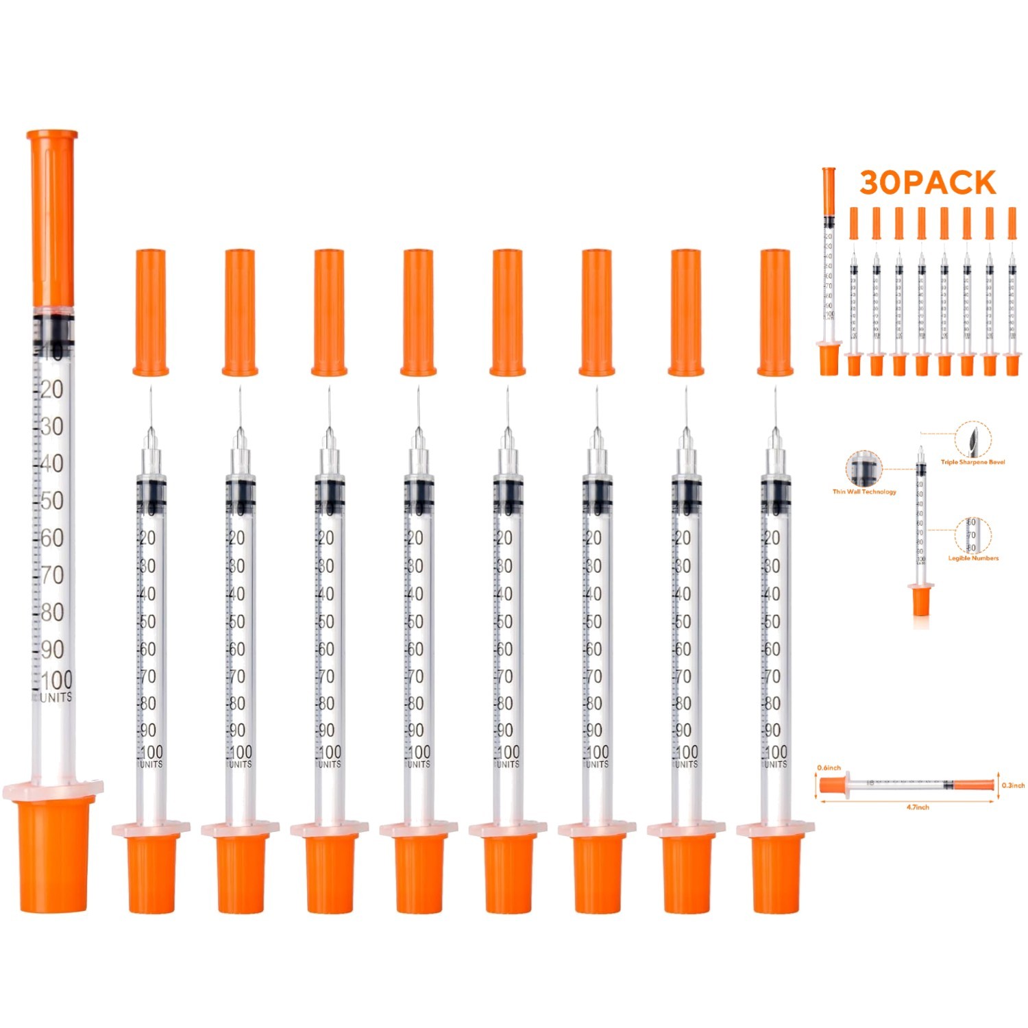 Quality 30G 1ml Disposable Syringes – Individually Wrapped for Safety