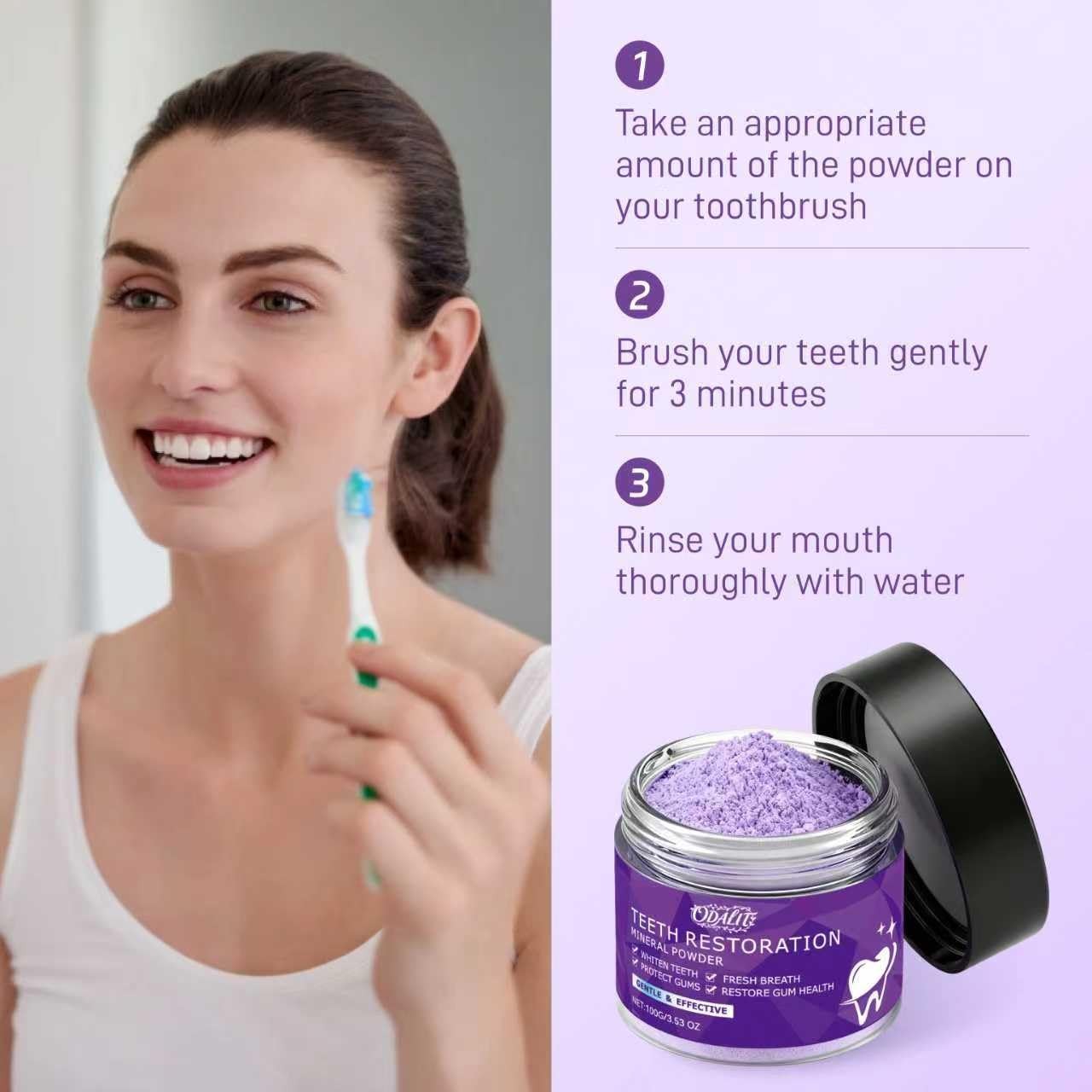 Teeth Restoration Mineral Powder,Teeth Whitening 1 Ounce (Pack of 1), Purple