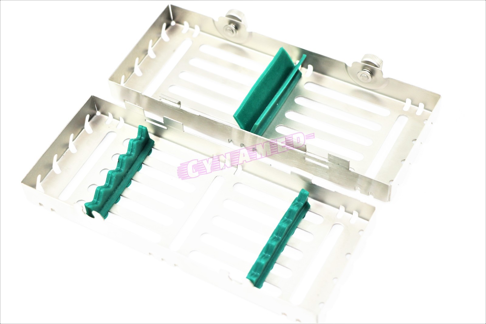 DETACHABLE STERILIZATION CASSETTE WITH BUTTONS GREEN GERMAN AUTOCLAVABLE 5 SLOT