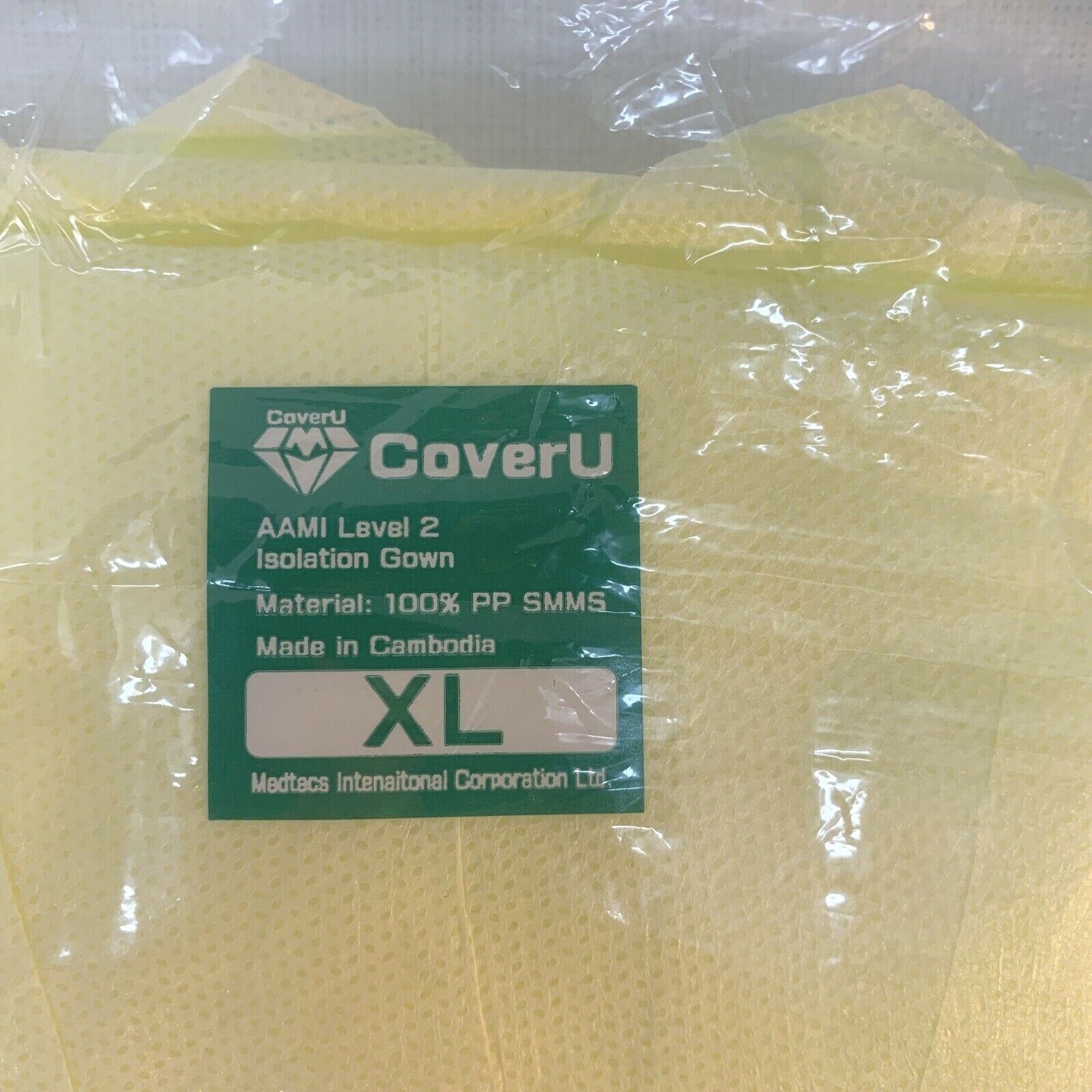 Yellow Medtecs Disposable Isolation Gown – AAMI Level 2 100% PP SMMS 90 Gowns XL