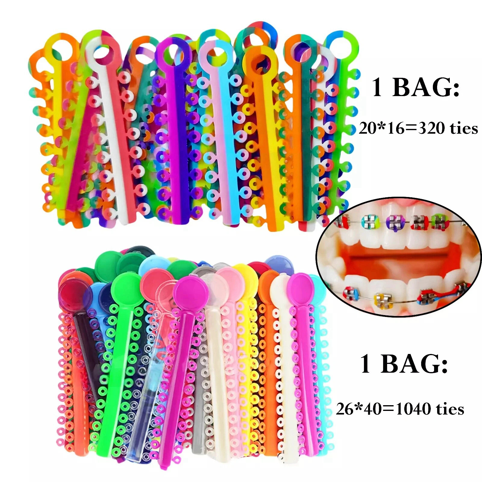 Dental Ligaduras elásticas para ortodoncia Braces Elastic Rubber Bands Assorted