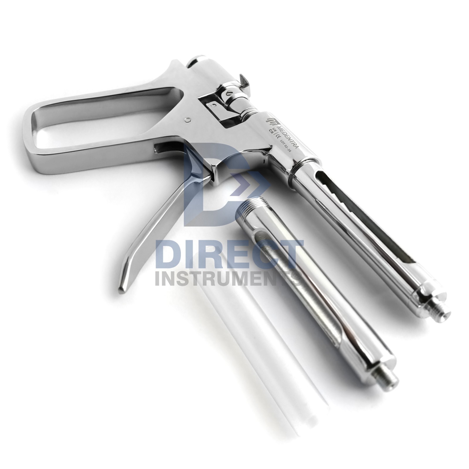 Dental Intraligamental Syringe Gun-Style Anesthetic 1.8ML Silver With Threads SS