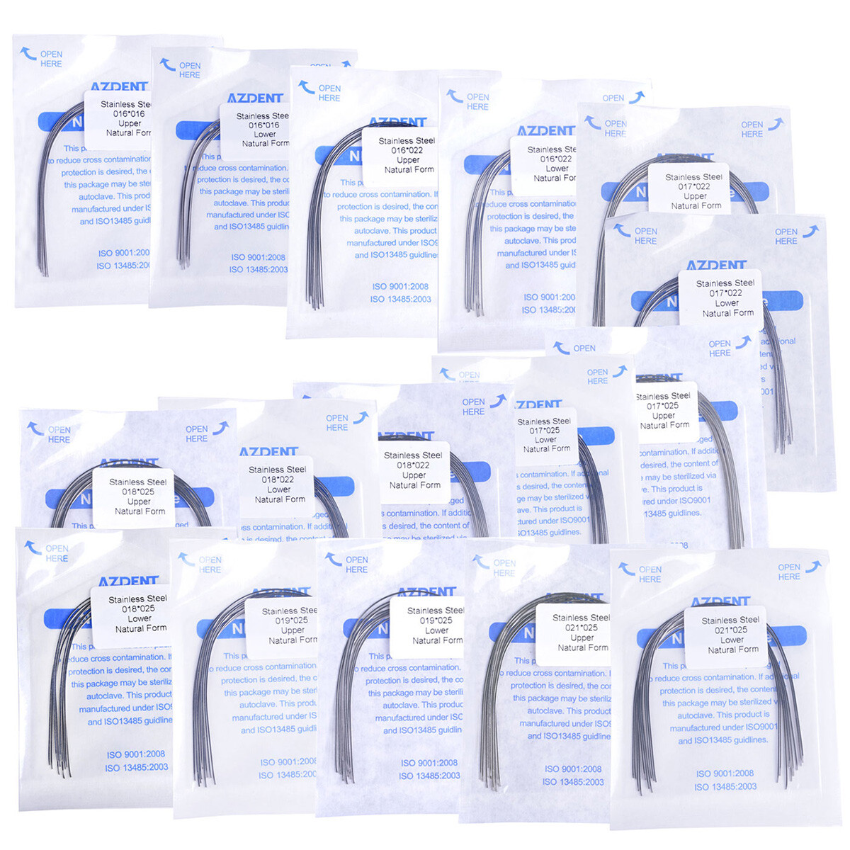 10Pcs/pack AZDENT Dental Ortho Arch Wires Stainless Steel Natural Rectangular