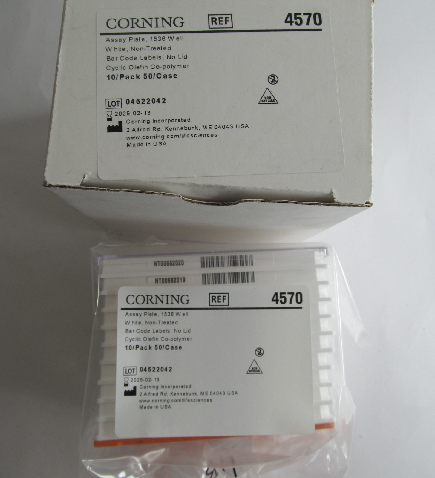 SEALED 10-PACK CORNING 4570, 1536 WELL PLATE WHITE NON-TREATED NO LID EXP 2025