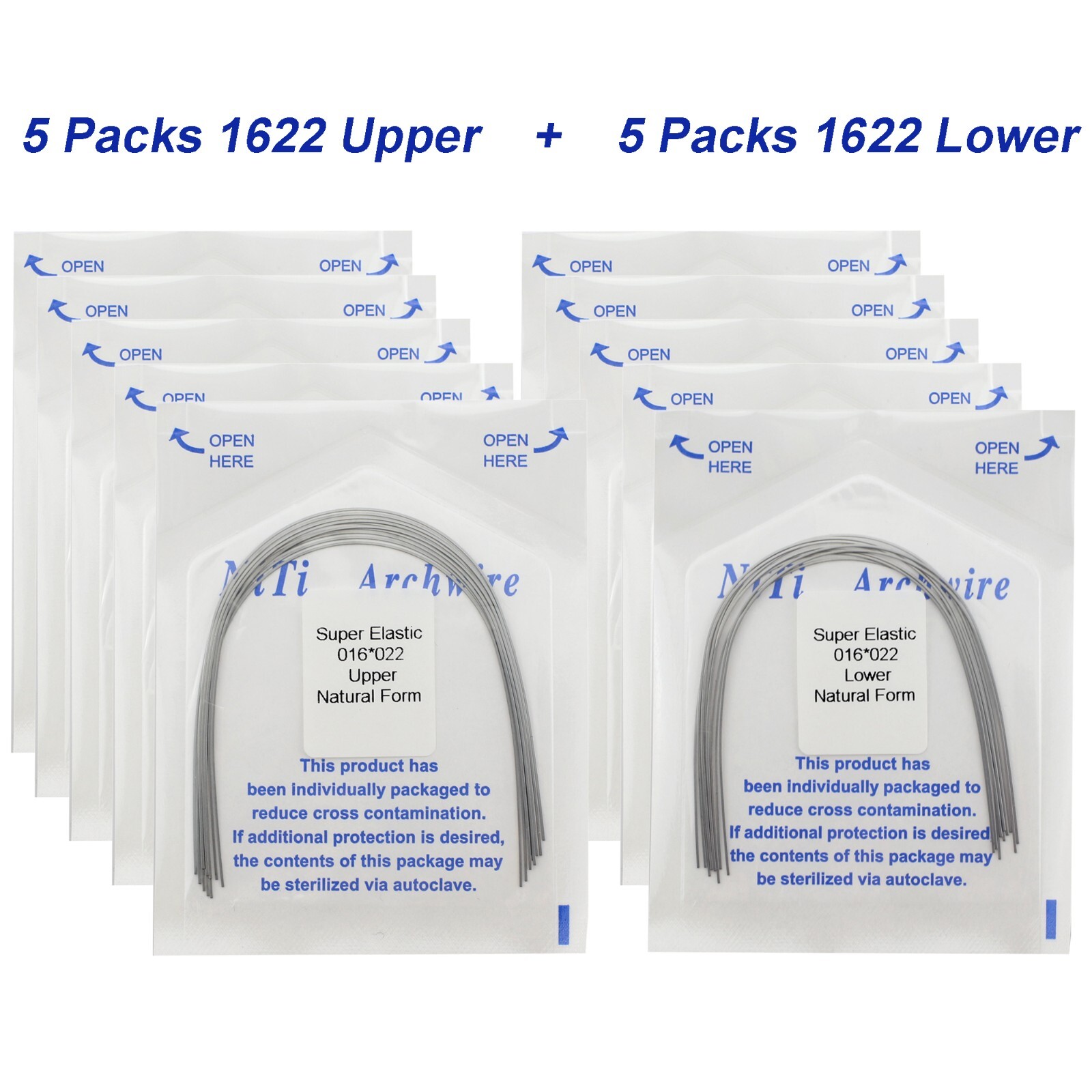 100PCS Dental Orthodontic Arch Wire Niti Round Rectangular Ovoid Natural 16X22