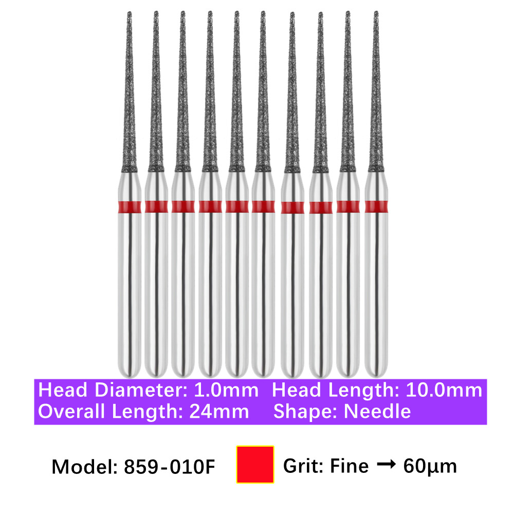 10pc Vakker Friction Grip Diamond Burs Needle Burs for High Speed Handpiece