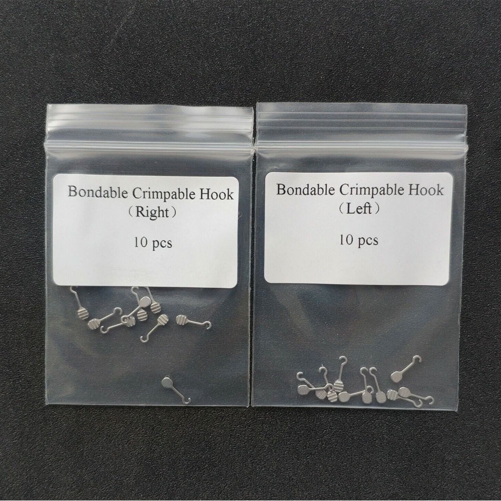 10 Pieces Bondable Sliding Crimpable Hook Long Curved 10Pcs/pack Left Right