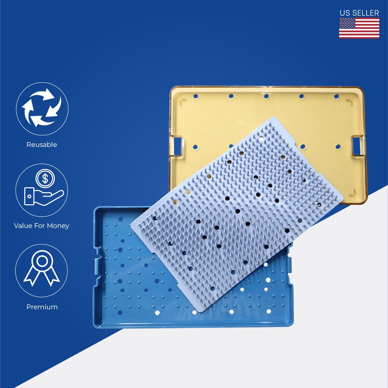 Plastic Sterilization Tray 265 x 160 x 22m Surgical Instruments Disinfection Box