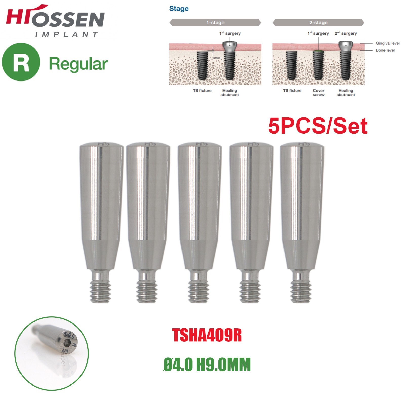 US 5Pcs Dental Healing Abutment Mini/Regular Hiossen Osstem ET TS Ti Implant Cap