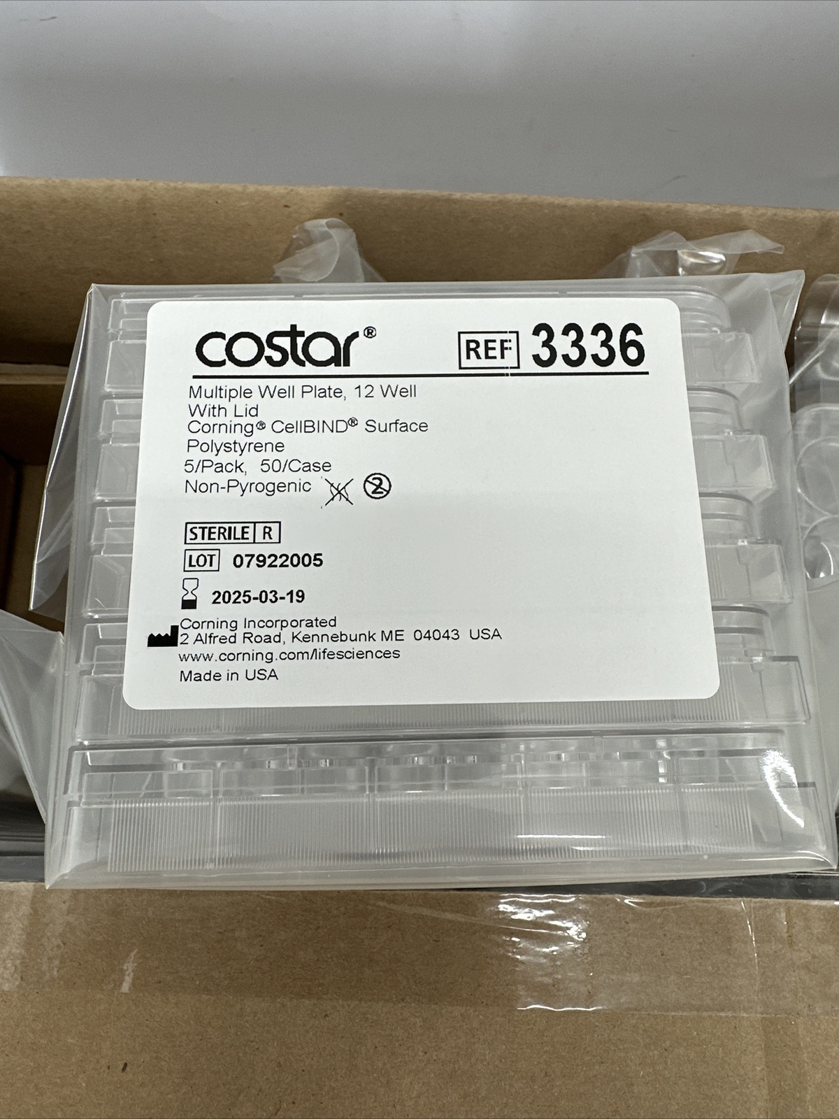 CASE OF 50 Corning Costar 3336 Multiple Well Plate 12 Well With Lid Sterile NEW