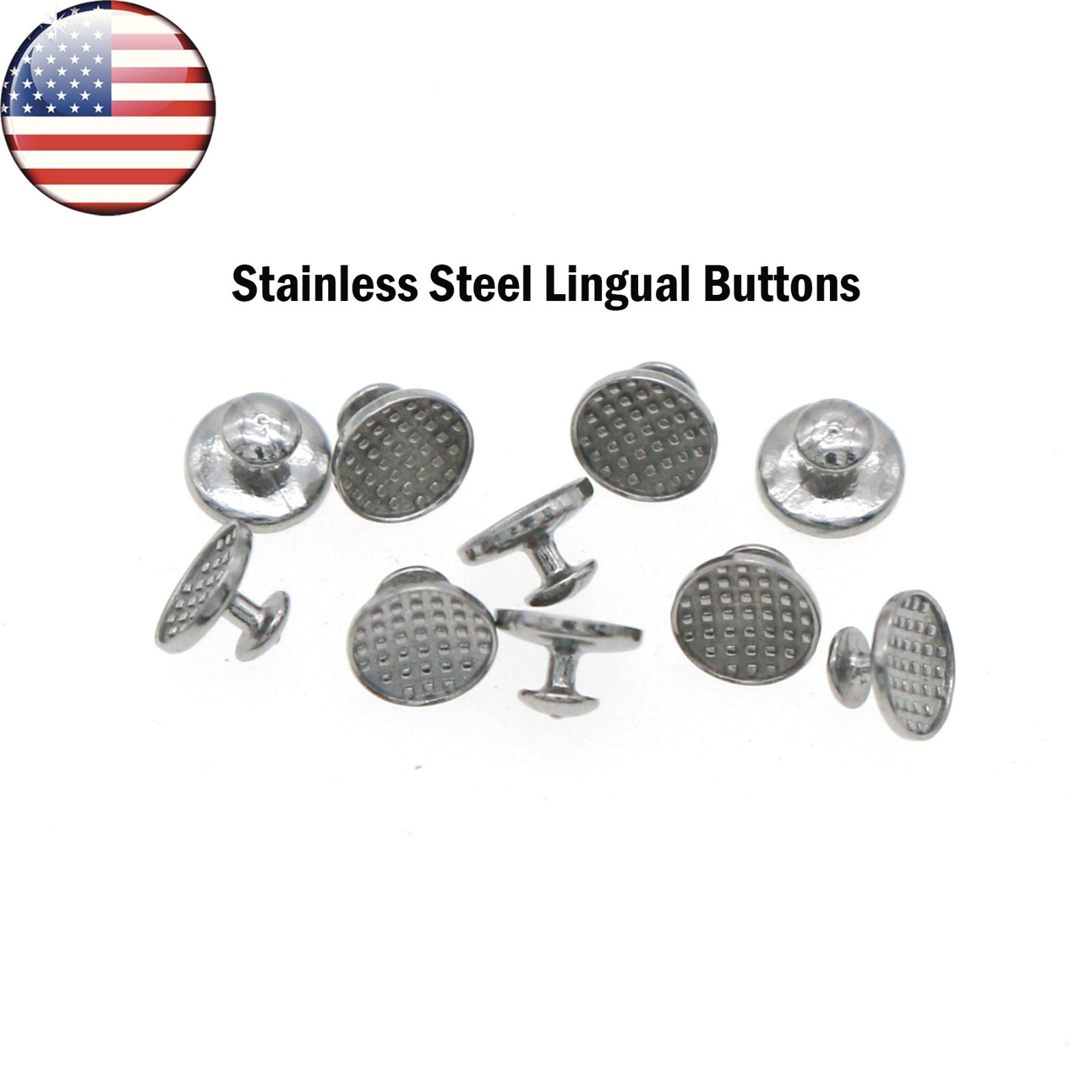 US 10 Packs Dental Orthodontic Lingual Buttons Bondable Round Base Ceramic/Metal