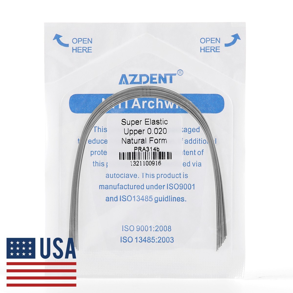10pcs AZDENT Dental Orthodontic Elastic Niti Round Arch Wires Natural Form Round