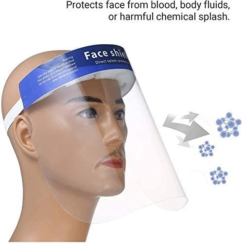 Safety Full Face Shield Clear Guard Protector Mask Anti-Fog + Elastic Head Band