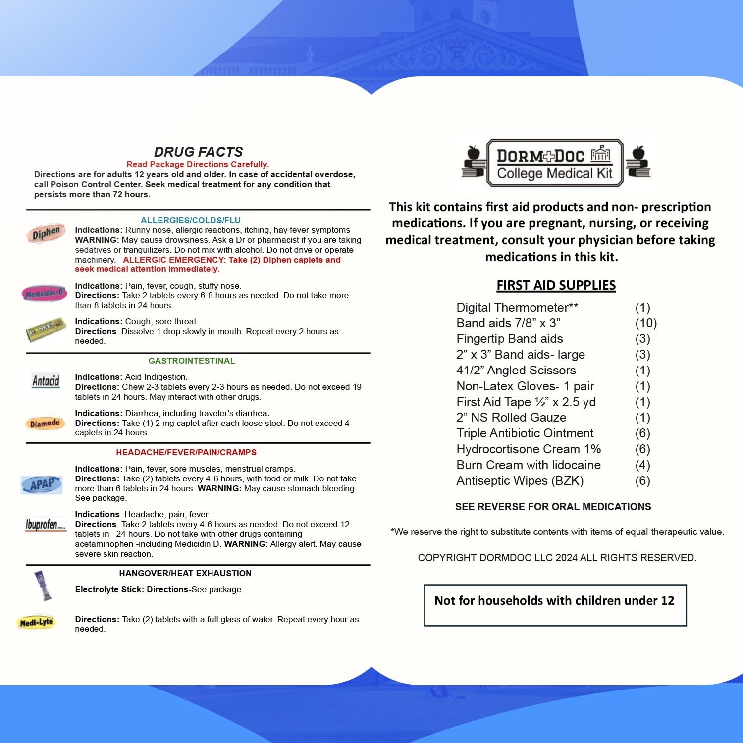 Dormdoc College First Aid Kit Compact Emergency Medical Kit For Dorm Rooms