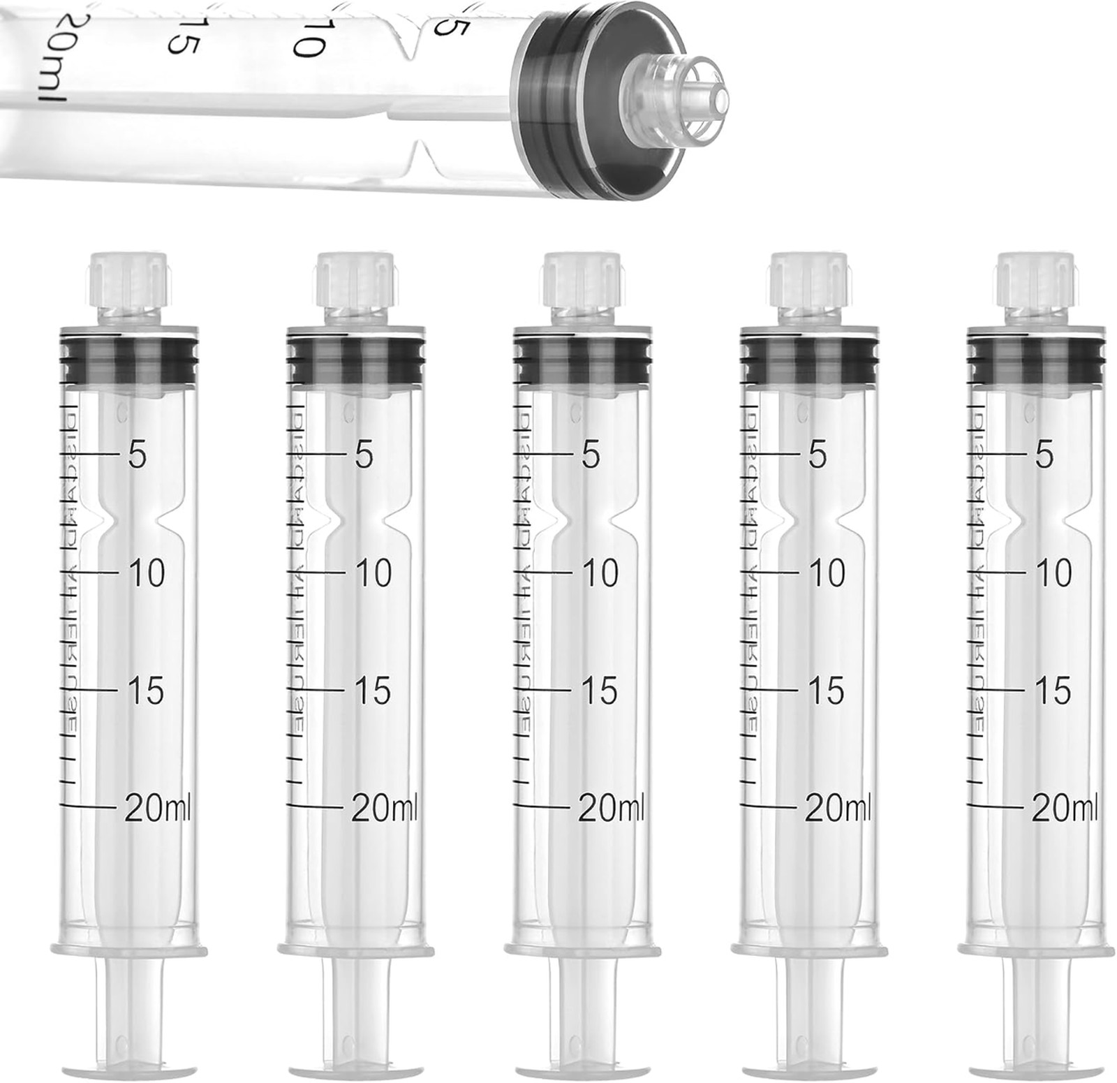 20ml Syringe with Cap, Luer Lock Liquid Transfer Syringes, 10 Pack, Clear Scale