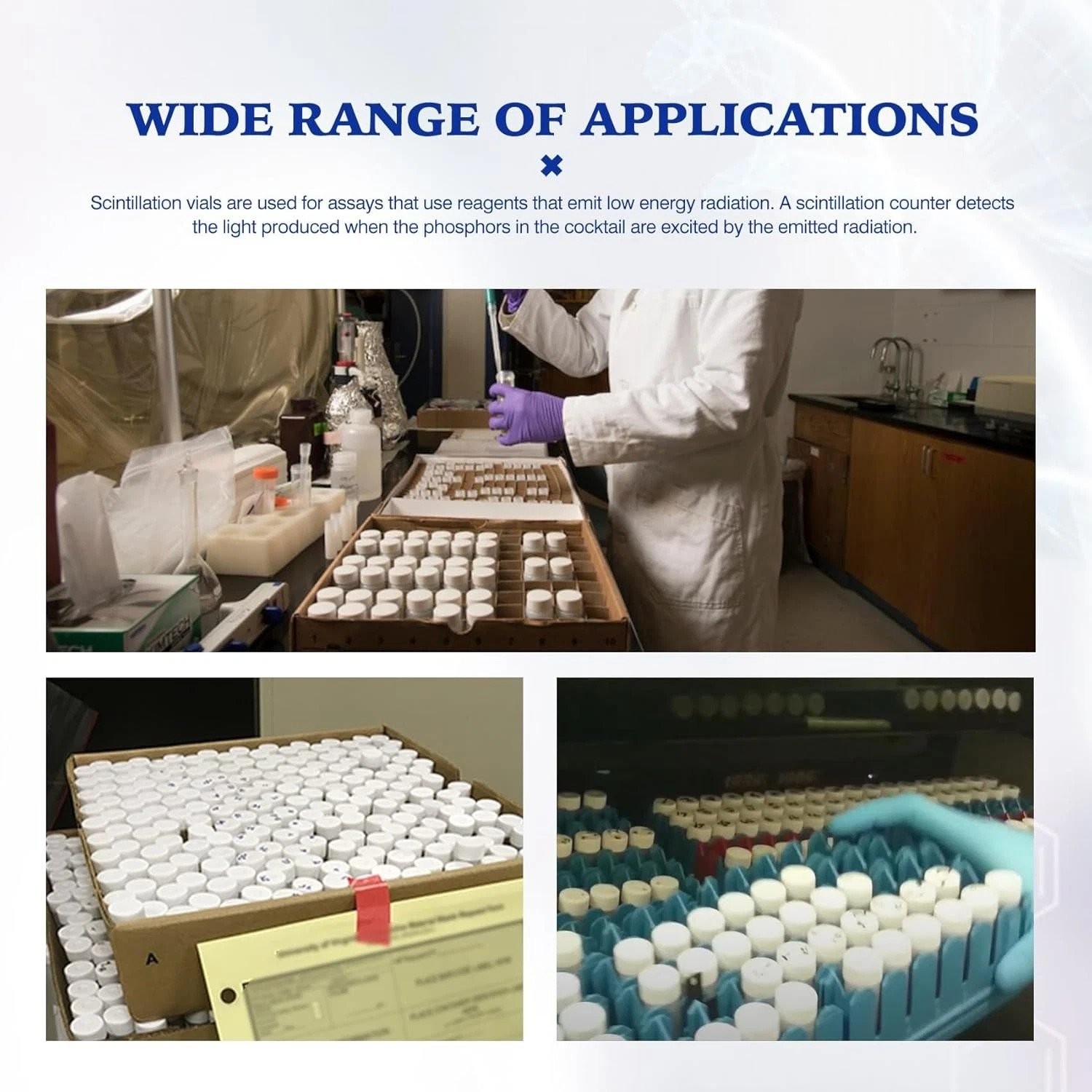 500 Pcs 20mL Scintillation Vial Liquid Counting Vials HDPE Scintillation Vials