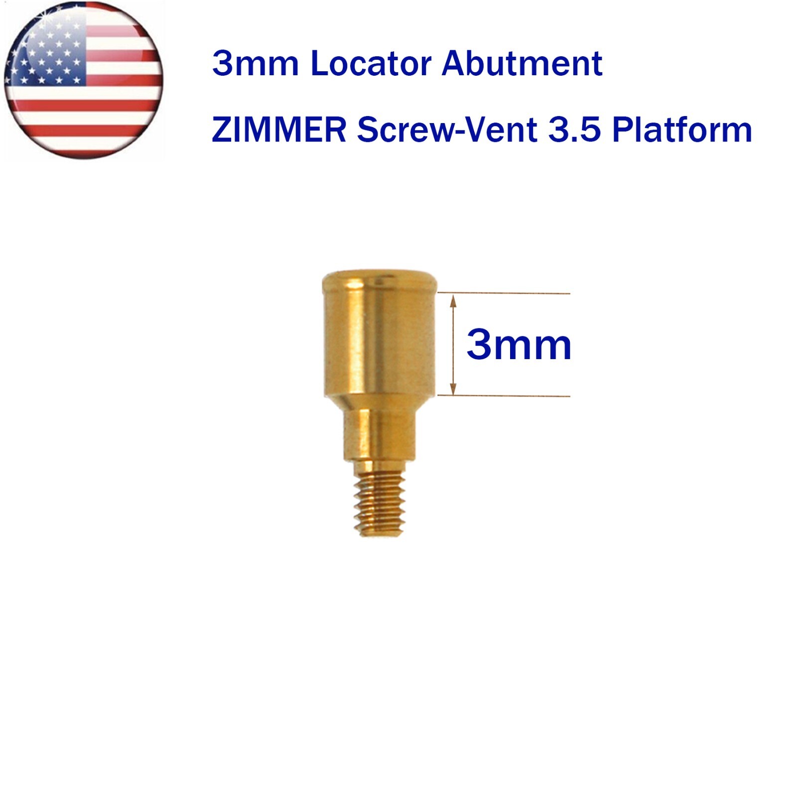 US Dental Zimmer Locator Abutment PA Dia=3.5mm 1-5mm Implant Retention Caps Tool