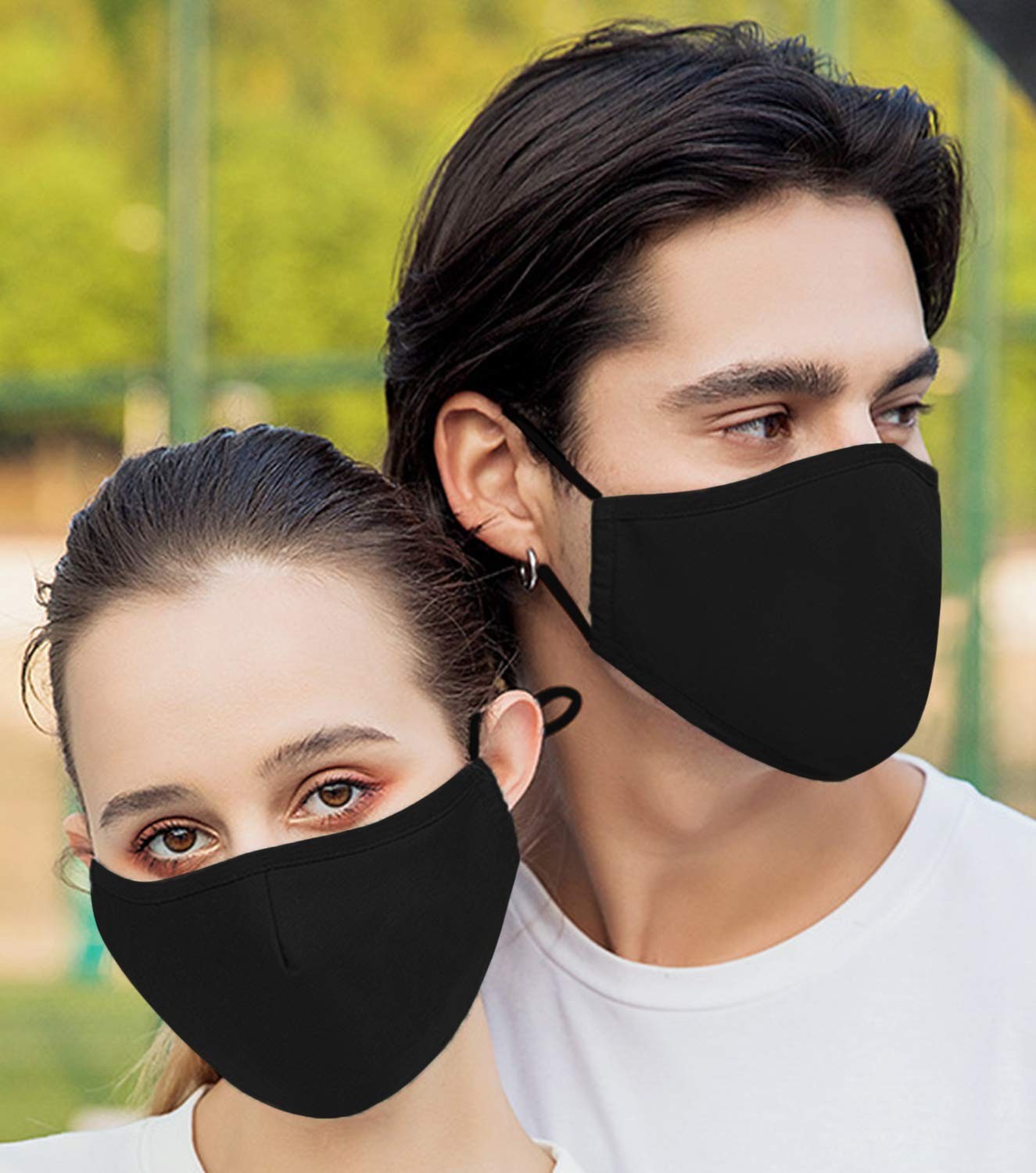 10 Pack Unisex Cotton Black 3 Layer Breathable Protection Reusable Stretchy C…