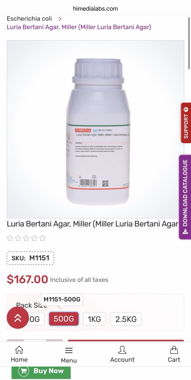 HiMedia Luria Bertani Agar Miller 500g | Laboratory Reagent M1151-500G USA SHIP!