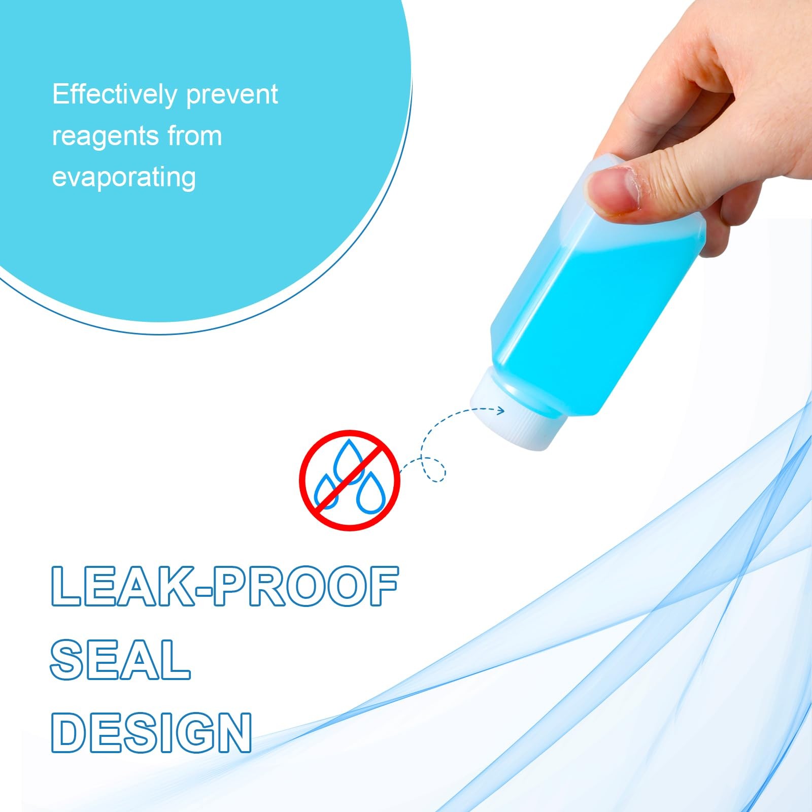 3.4oz Leak Proof Plastic Bottles with Caps, 3.4oz, Translucent+White