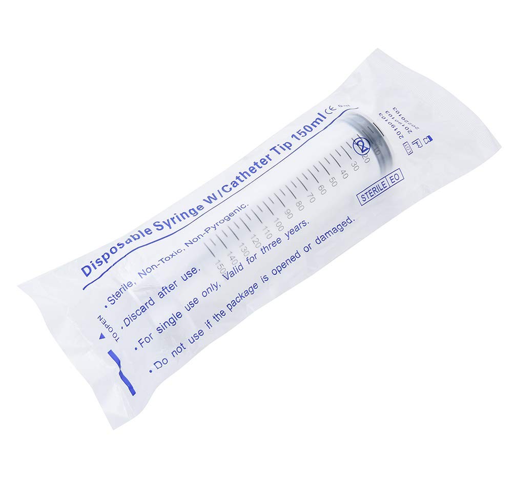 150ml Syringe with Tip Adapter, Large Plastic Individually Packaged…