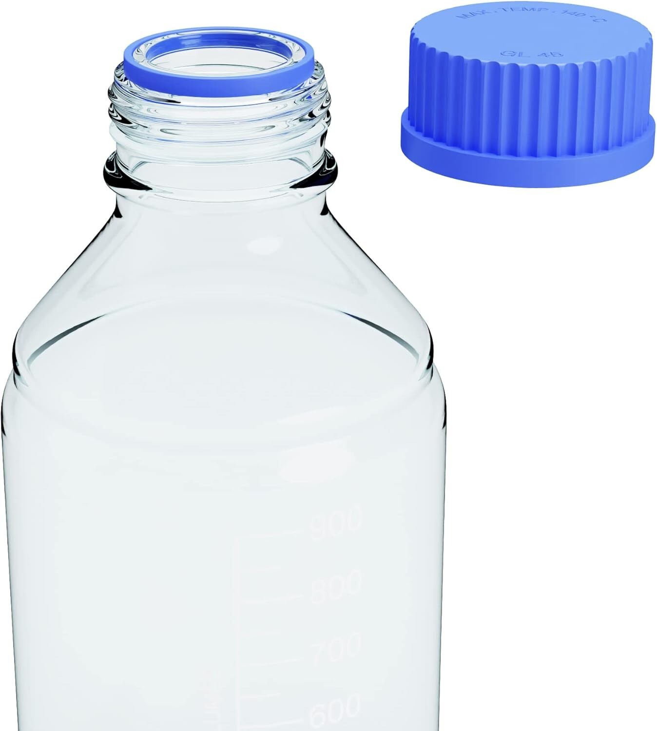 1000ml Glass Round Media Storage Bottles with GL45 Screw Cap, Borosilicate Glass