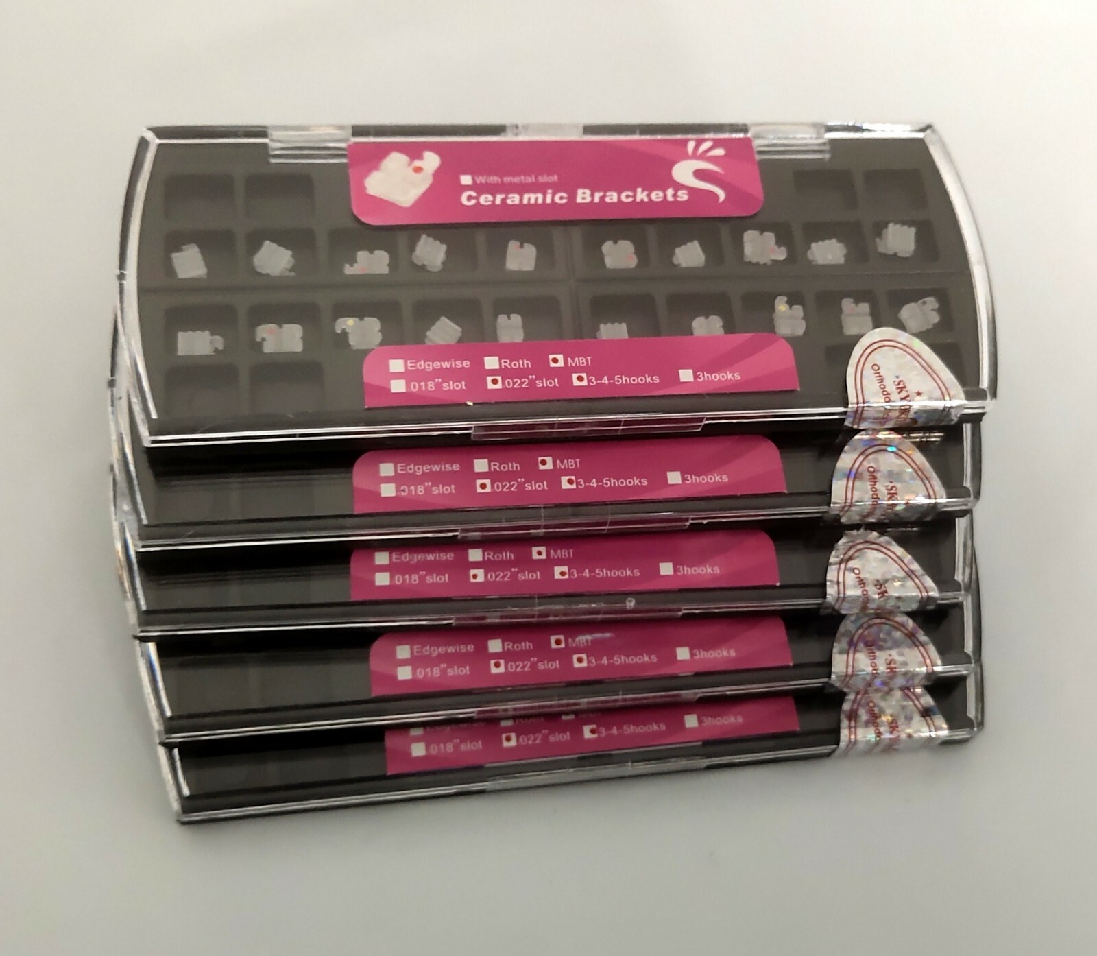 5 Packs Dental Ceramic Brackets 022 MBT 345 Hooks 20pcs per pack White Color