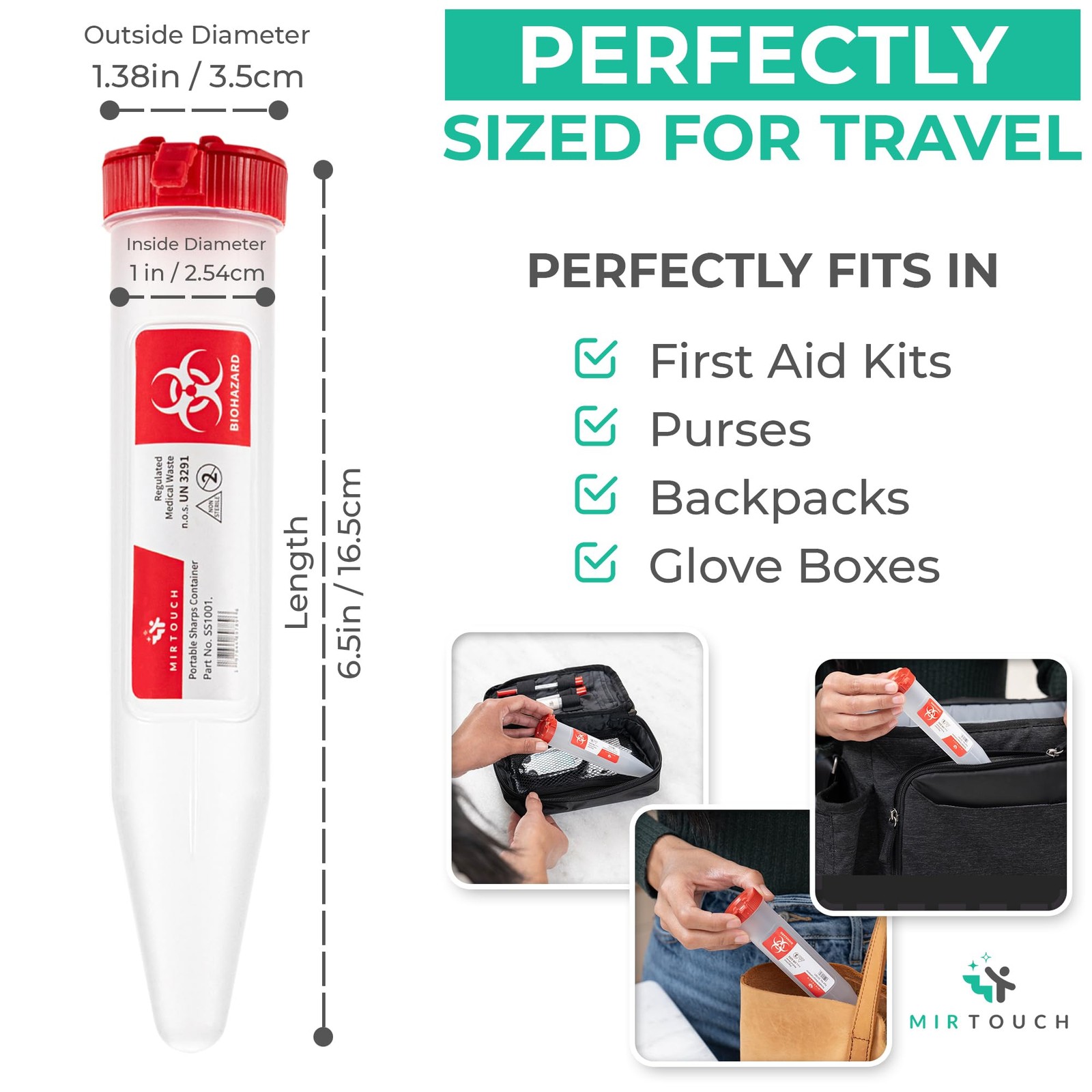 Sharps-Shuttle – Single Use Travel Sharps 6.5in Pointed-End (6Pk), Red