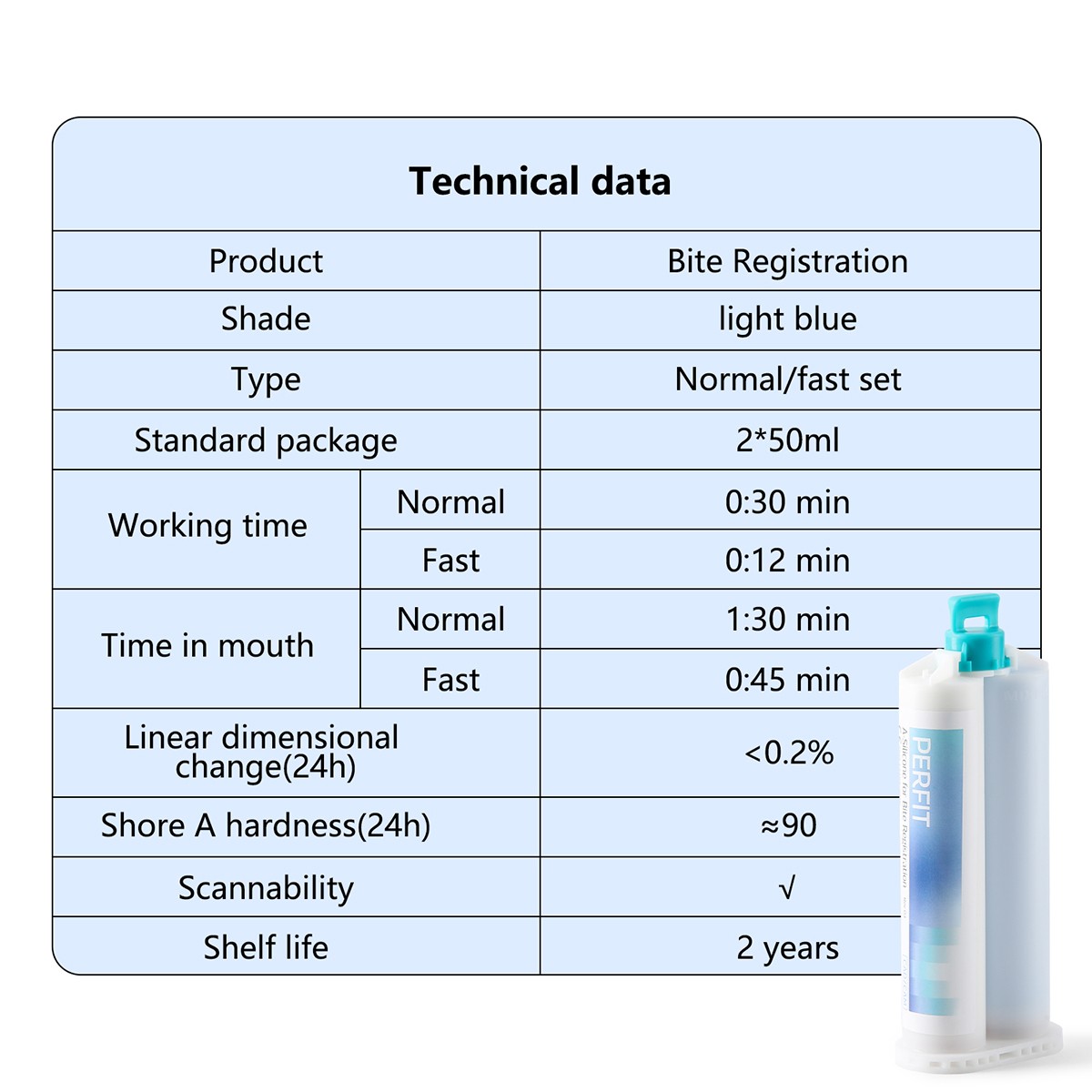 Silicone dental A para el material de registro mordedura Mezcla/Conjunto rápido