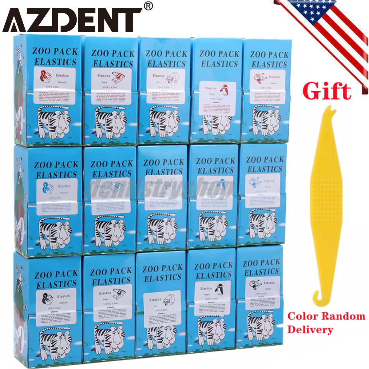 10X AZDENT Dental Orthodontic Bracket Roth MBT 022 /5000Pc Elastics Rubber Bands