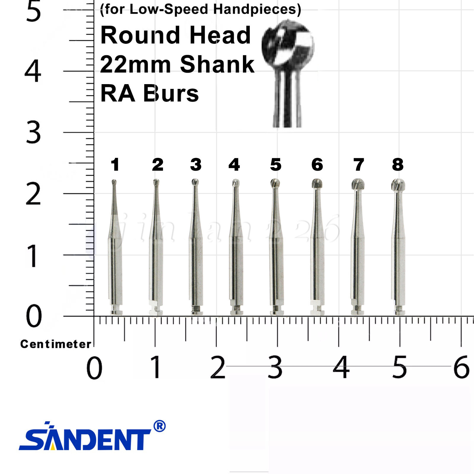 5-100 8 Types Dental Round Carbide Bur for Slow Speed Latch Type RA 1# – 8# Burs