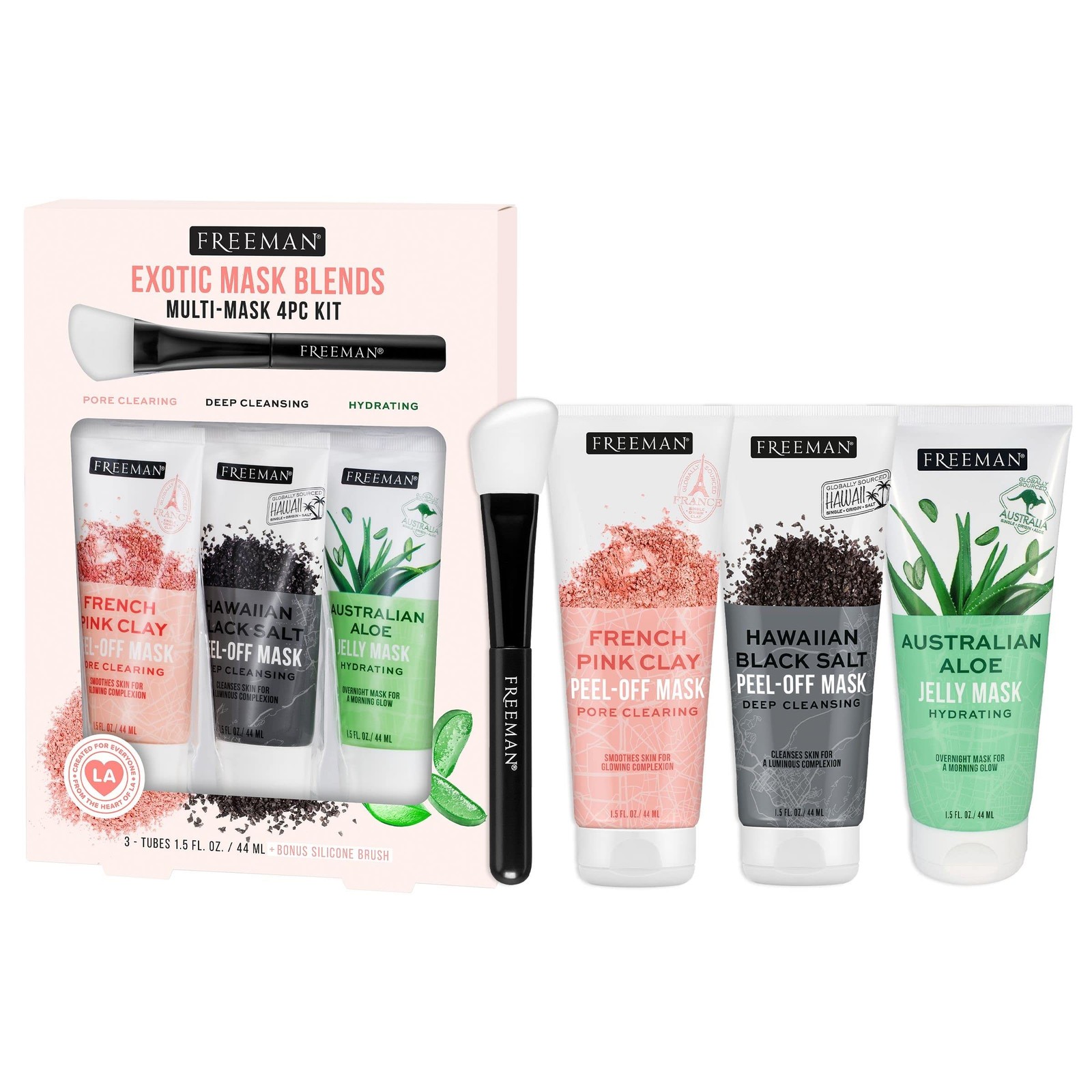 Freeman Exotic Blends Facial Mask 4 Piece 1.5 Fl Oz (Pack of 3), Assorted
