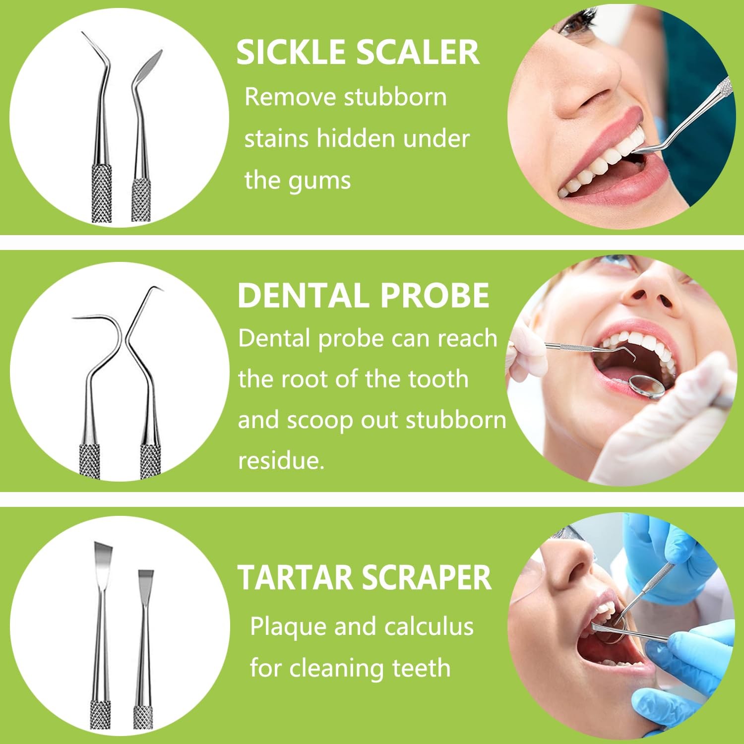PARYUNGR Dental Tools, Professional Teeth Cleaning 5 Piece Assortment, Silver