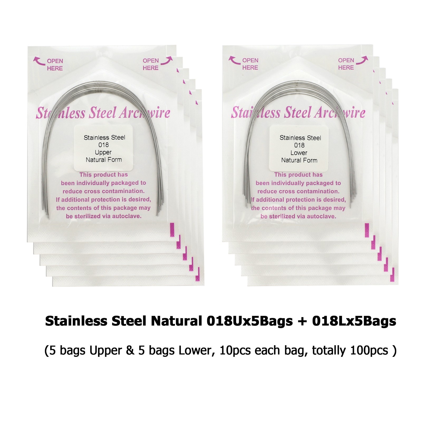 Dental Orthodontic Arch Wire Natural Form Niti Stainless Steel Round Rectangular