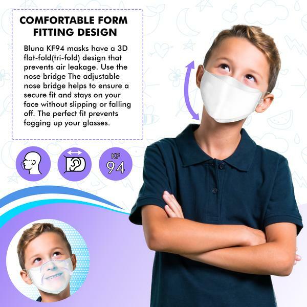 BLUNA Adjustable KF94 Korean Face Mask Made in Korea Respirators Adults & Kids