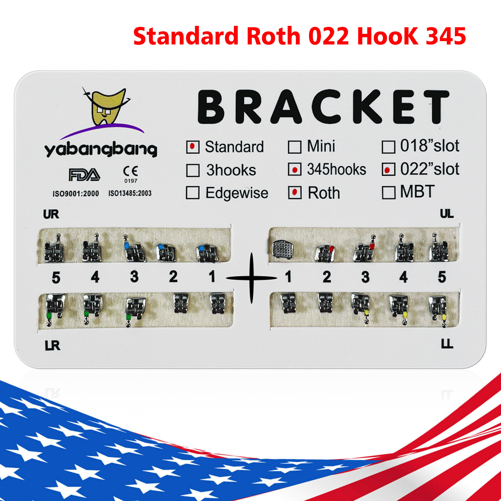 10-200 Packs Dental Orthodontic Brackets Brace Standard Roth.022 Hooks 3 4 5