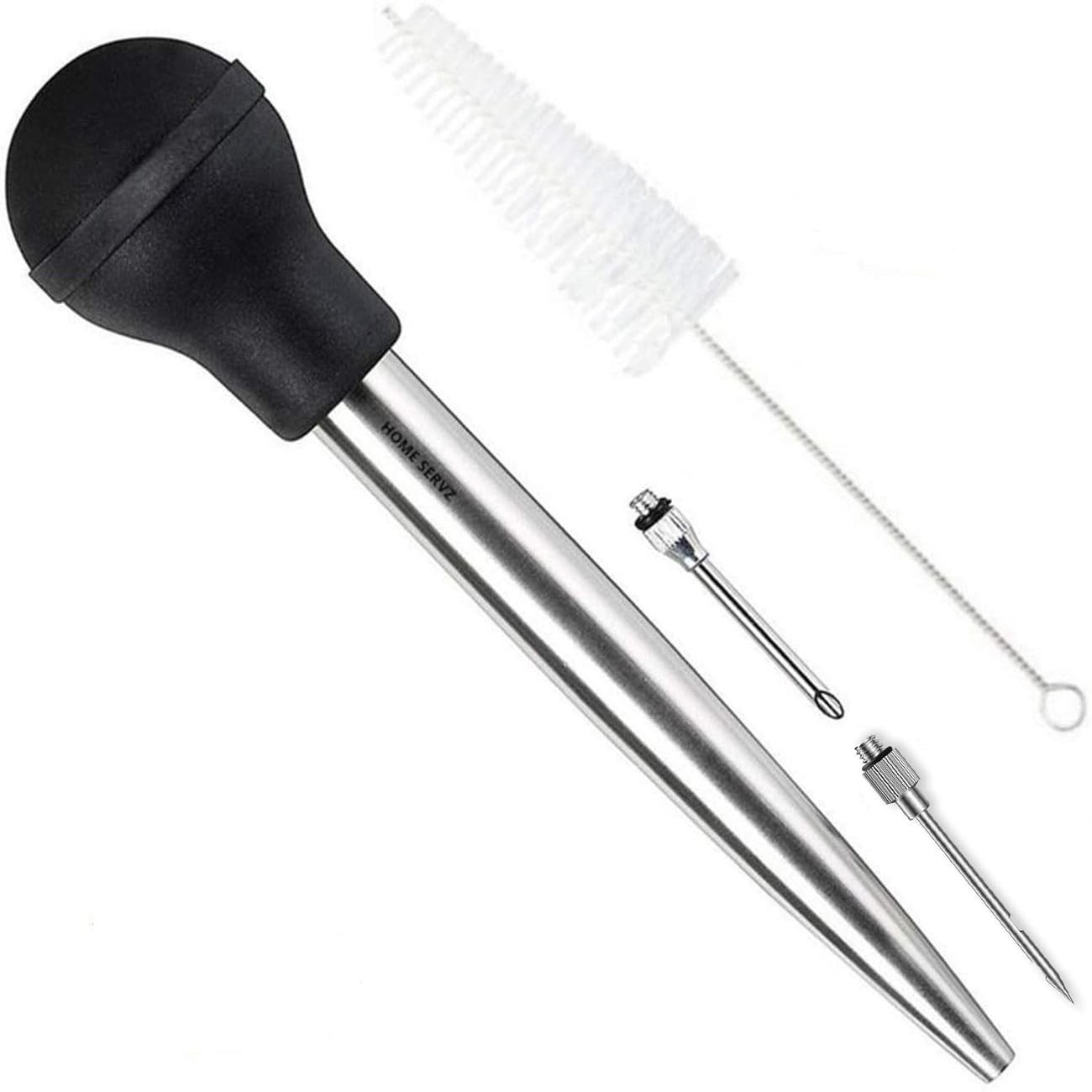 Home Servz 304 Stainless Steel Turkey Baster Syringe 27*6*6CM, Black,silver