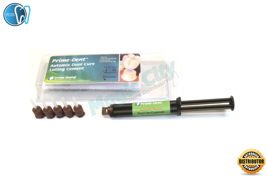 Prime-Dent Dual Cure Automix Dental Luting Cement 1 Syringe Kit A2/Natural Shade