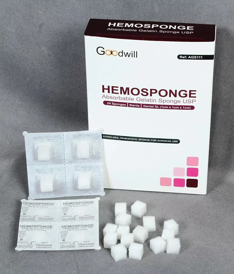 HemoSponge Dental SL 10x10x10mm Absorbable Gelatin Sponge 32 Pcs/Pack Free Ship