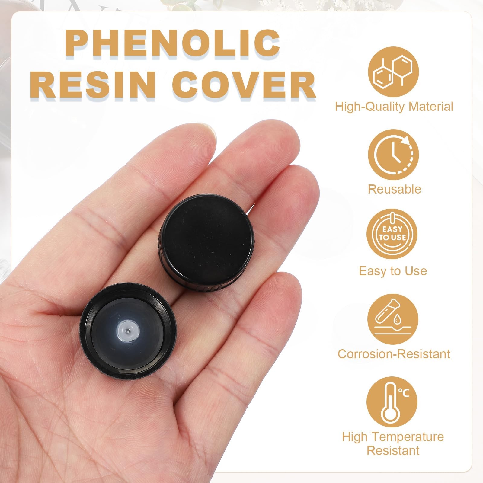 uxcell 16 Pcs Phenolic Resin Cover, 22mm Poly Seal Screw Caps 22mm, black
