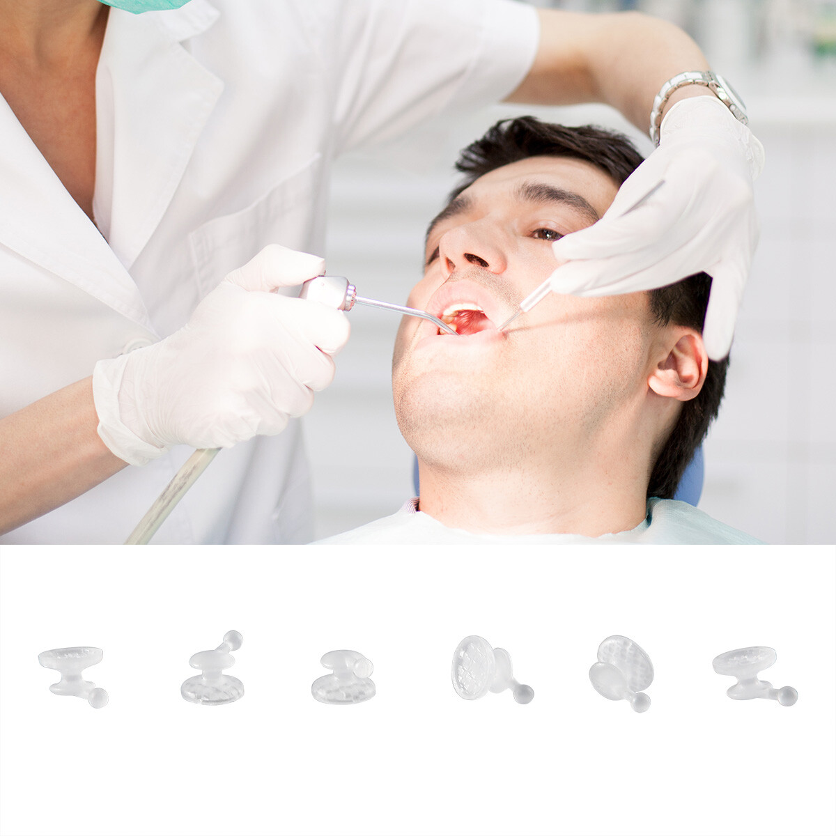 AZDENT Dental Orthodontic Composite Clear Ceramic Lingual Buttons for Bondable