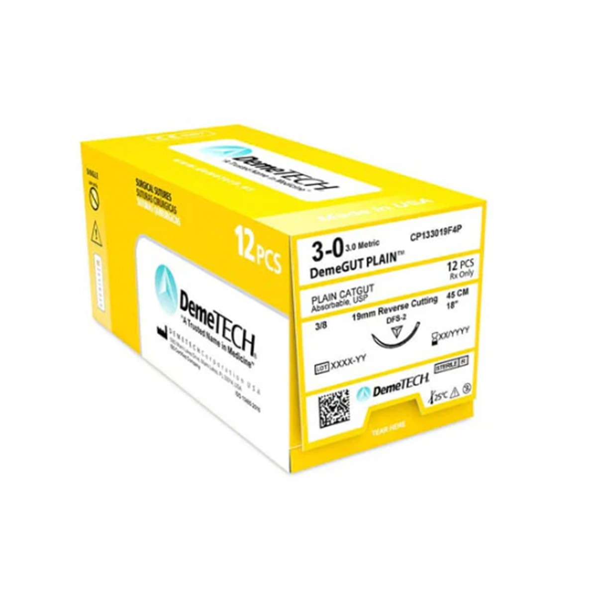 12Pcs/Box DemeTECH® Plain Catgut Dental Suture Beige Absorbable Sutures